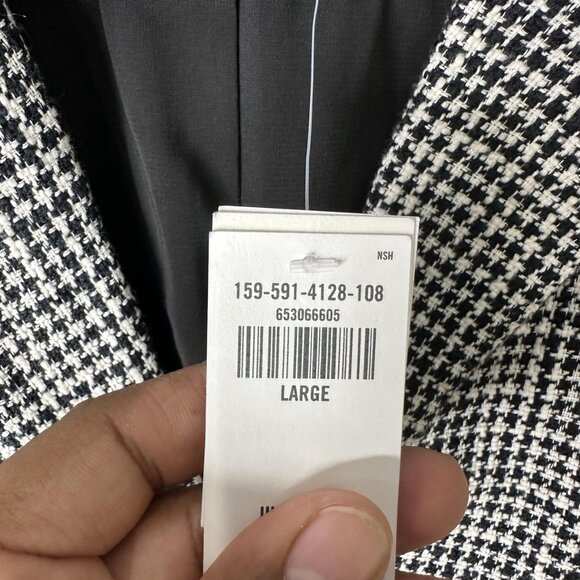 Abercrombie & Fitch Blazer Womens Large Black White Houndstooth Tweed Longline - Picture 3 of 7